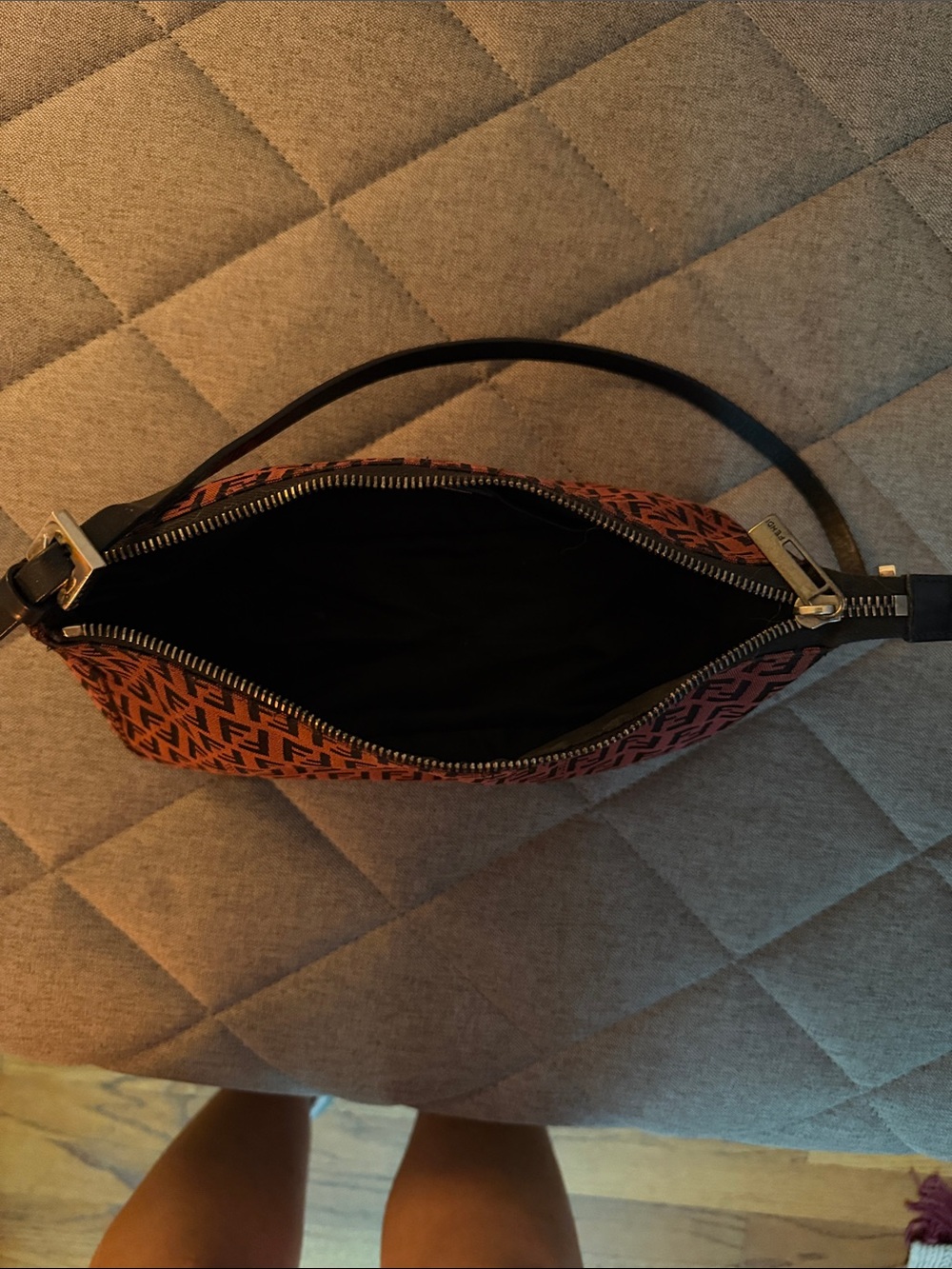 Fendi Zucca FF Logo Pouch in Red and Black - Picture 5 of 6
